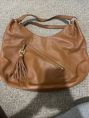 Michael Kors Cognac Leather Tassel Shoulder Bag